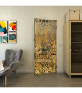 Pendeltür - Fineprint Model 056 Gold auf Grauglas