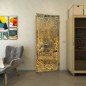 Pendeltür - Fineprint Modell 056 Gold auf Grauglas Pendeltür - Fineprint Modell 056 Gold auf Grauglas
