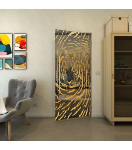 Pendeltür - Fineprint Model 057 Gold auf Grauglas
