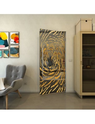 Pendeltür - Fineprint Model 057 Gold auf Grauglas