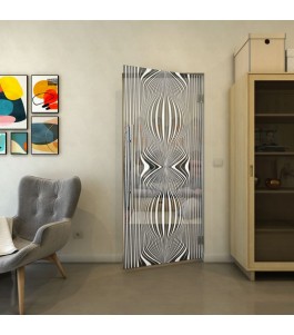 Pendeltür - Fineprint Model 058 Weiss auf Grauglas
