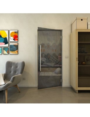 Pendeltür - Fineprint Model 062 Schwarz auf Grauglas
