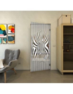 Pendeltür - Fineprint Model 065 Weiss auf Grauglas