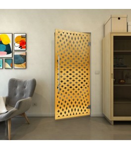 Pendeltür - Fineprint Model 068 Gold auf Grauglas