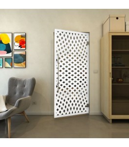 Pendeltür - Fineprint Model 068 Weiss auf Grauglas