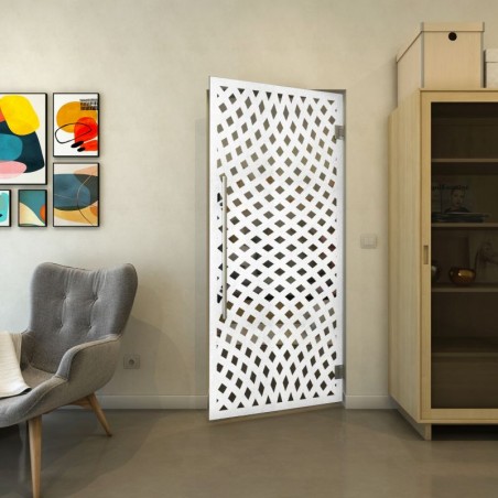 Pendeltür - Fineprint Model 068 Weiss auf Grauglas