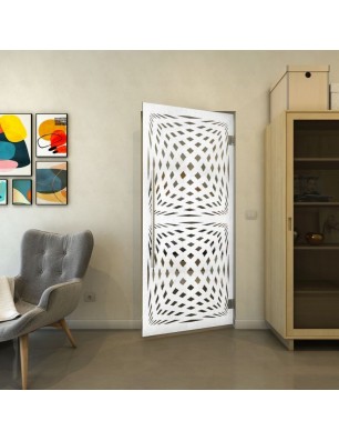 Pendeltür - Fineprint Model 071 Weiss auf Grauglas