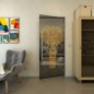 Pendeltür - Fineprint Modell 078 Gold auf Grauglas Pendeltür - Fineprint Modell 078 Gold auf Grauglas