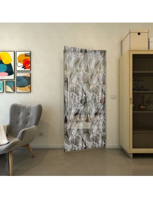 Pendeltür - Fineprint Model 084 Weiss auf Grauglas