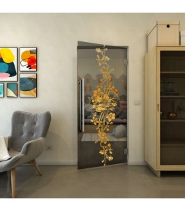 Pendeltür - Fineprint Model 085 Gold auf Grauglas