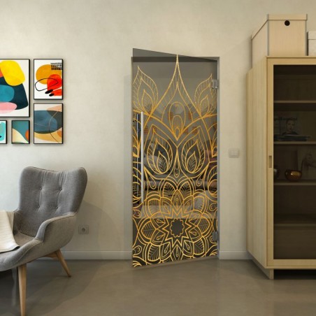 Pendeltür - Fineprint Model 089 Gold auf Grauglas