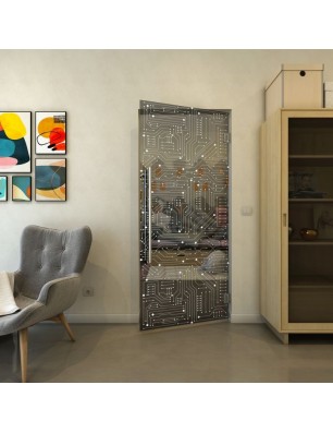 Pendeltür - Fineprint Model 090 Weiss auf Grauglas