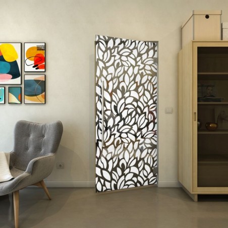 Pendeltür - Fineprint Model 093 Weiss auf Grauglas