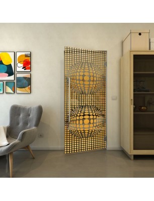 Pendeltür - Fineprint Model 101 Gold auf Grauglas