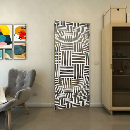 Pendeltür - Fineprint Model 104 Weiss auf Grauglas