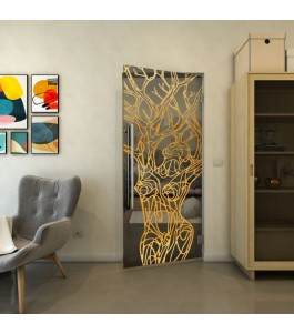 Pendeltür - Fineprint Model 105 Gold auf Grauglas