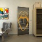 Pendeltür - Fineprint Modell 111 Gold auf Grauglas Pendeltür - Fineprint Modell 111 Gold auf Grauglas