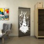 Pendeltür - Fineprint Modell 114 Weiss auf Grauglas Pendeltür - Fineprint Modell 114 Weiss auf Grauglas
