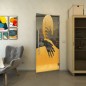 Pendeltür - Fineprint Modell 124 Gold auf Grauglas Pendeltür - Fineprint Modell 124 Gold auf Grauglas