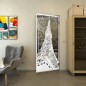 Pendeltür - Fineprint Modell 132 Weiss auf Grauglas Pendeltür - Fineprint Modell 132 Weiss auf Grauglas