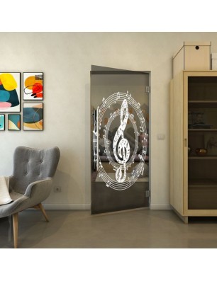 Pendeltür - Fineprint Model 134 Weiss auf Grauglas