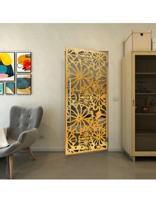 Pendeltür - Fineprint Model 145 Gold auf Grauglas