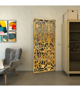 Pendeltür - Fineprint Model 147 Gold auf Grauglas