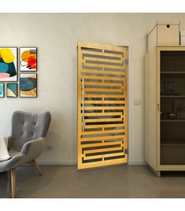 Pendeltür - Fineprint Model 153 Gold auf Grauglas