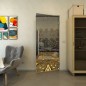 Pendeltür - Fineprint Modell 155 Gold auf Grauglas Pendeltür - Fineprint Modell 155 Gold auf Grauglas
