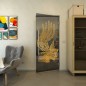 Pendeltür - Fineprint Modell 157 Gold auf Grauglas Pendeltür - Fineprint Modell 157 Gold auf Grauglas