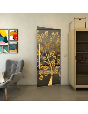 Pendeltür - Fineprint Model 159 Gold auf Grauglas