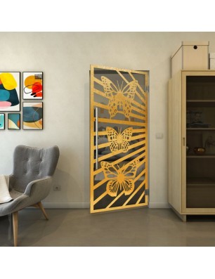 Pendeltür - Fineprint Model 176 Gold auf Grauglas