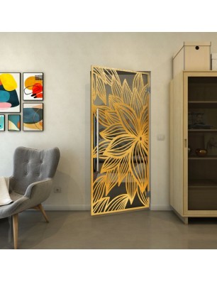 Pendeltür - Fineprint Model 184 Gold auf Grauglas