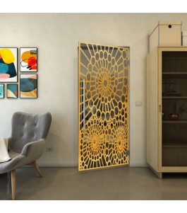 Pendeltür - Fineprint Model 188 Gold auf Grauglas
