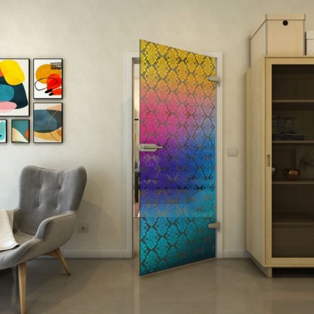 Ganzglastür - Fineprint Model 001 Verlauf auf Grauglas