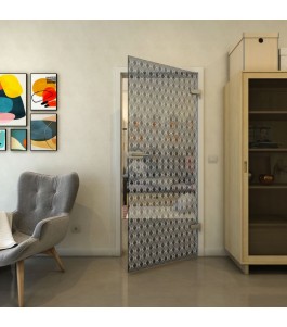 Ganzglastür - Fineprint Model 001 Weiss auf Grauglas