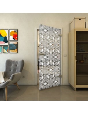 Ganzglastür - Fineprint Model 005 Weiss auf Grauglas