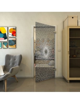 Ganzglastür - Fineprint Model 006 Weiss auf Grauglas