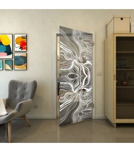 Ganzglastür - Fineprint Model 010 Weiss auf Grauglas