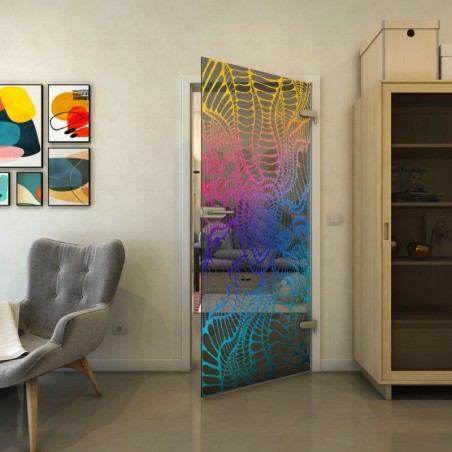 Ganzglastür - Fineprint Model 012 Verlauf auf Grauglas