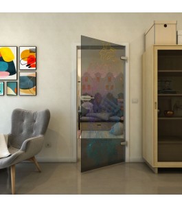 Ganzglastür - Fineprint Model 013 Verlauf auf Grauglas