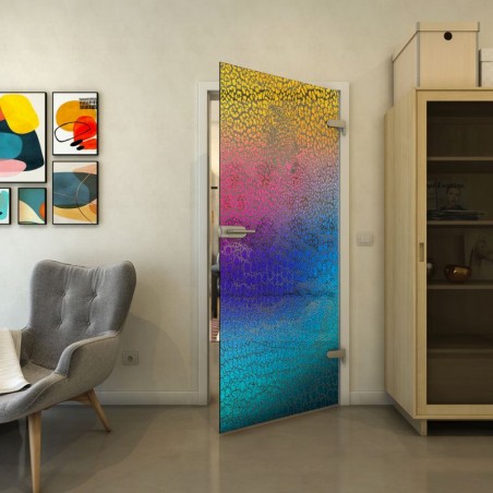 Ganzglastür - Fineprint Model 015 Verlauf auf Grauglas