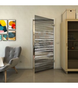 Ganzglastür - Fineprint Model 019 Weiss auf Grauglas