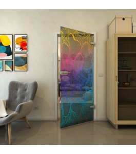 Ganzglastür - Fineprint Model 020 Verlauf auf Grauglas