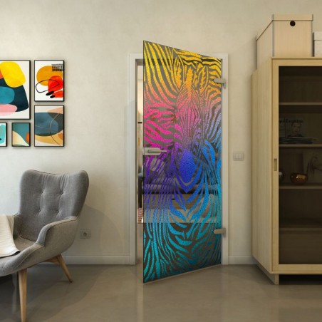 Ganzglastür - Fineprint Model 023 Verlauf auf Grauglas