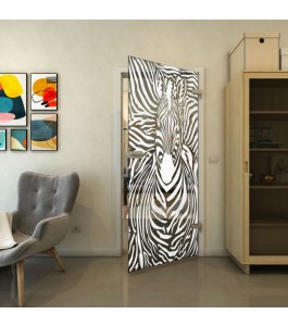 Ganzglastür - Fineprint Model 023 Weiss auf Grauglas