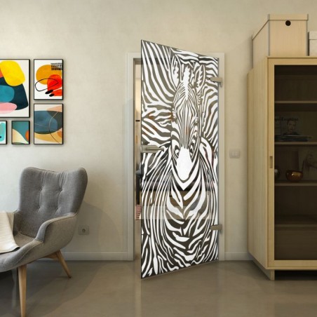 Ganzglastür - Fineprint Model 023 Weiss auf Grauglas