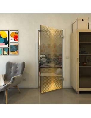 Ganzglastür - Fineprint Model 024 Gold auf Grauglas