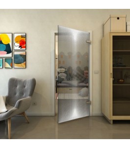 Ganzglastür - Fineprint Model 024 Weiss auf Grauglas