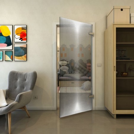 Ganzglastür - Fineprint Model 024 Weiss auf Grauglas